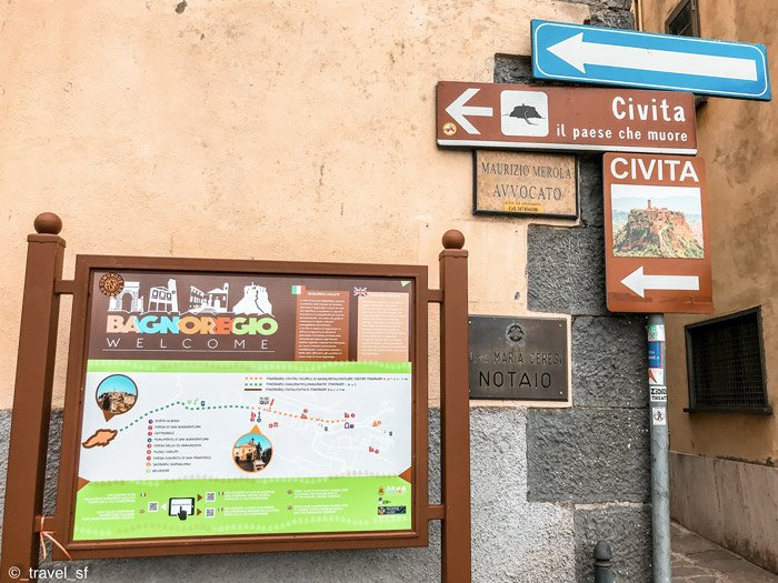 Indicazioni per Civita di Bagnoregio